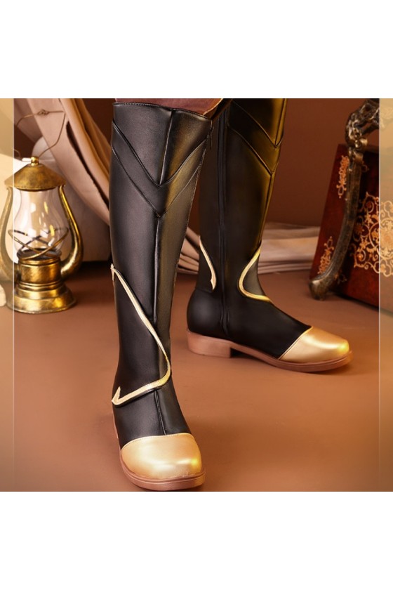 1/3 Delusion Genshin Impact Traveler Aether Black Shoes Cosplay Boots